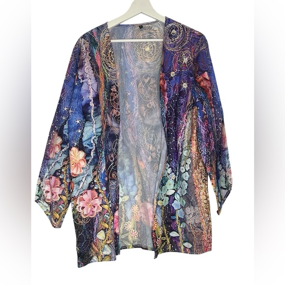 Sweaters - NWOT Open Front Print Cardigan Medium